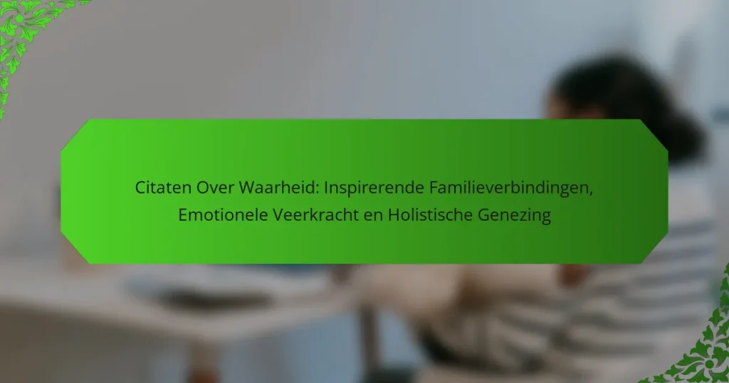 Citaten Over Waarheid: Inspirerende Familieverbindingen, Emotionele Veerkracht en Holistische Genezing