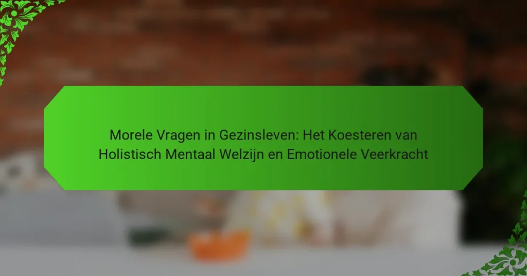 Morele Vragen in Gezinsleven: Het Koesteren van Holistisch Mentaal Welzijn en Emotionele Veerkracht
