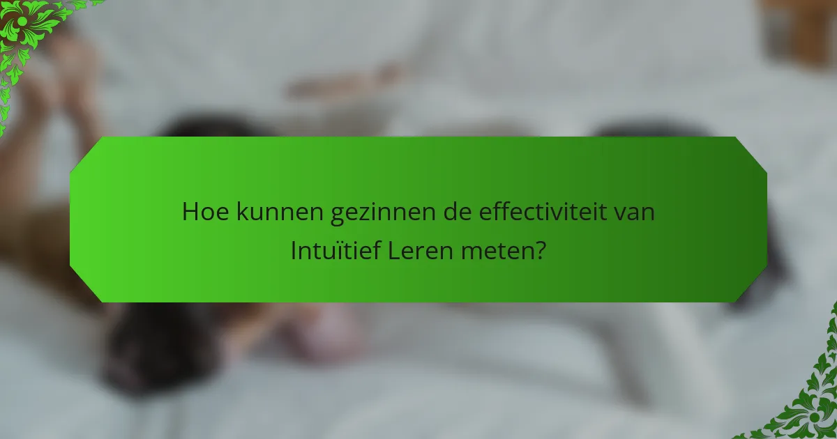 Hoe kunnen gezinnen de effectiviteit van Intuïtief Leren meten?