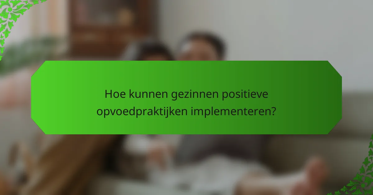 Hoe kunnen gezinnen positieve opvoedpraktijken implementeren?