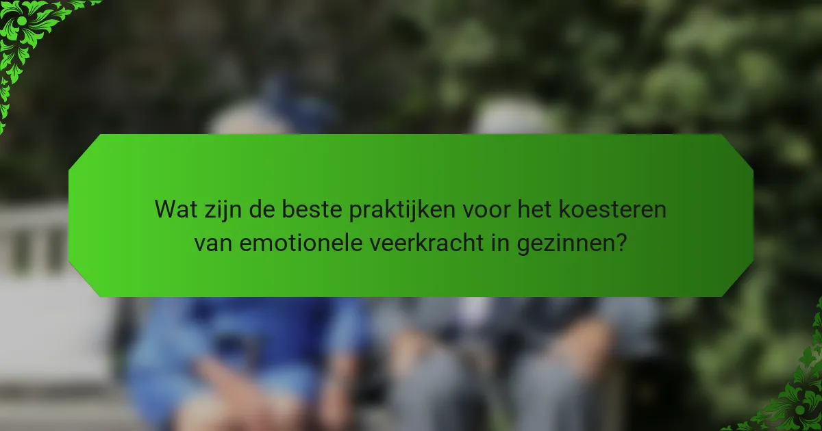 Wat zijn de beste praktijken voor het koesteren van emotionele veerkracht in gezinnen?