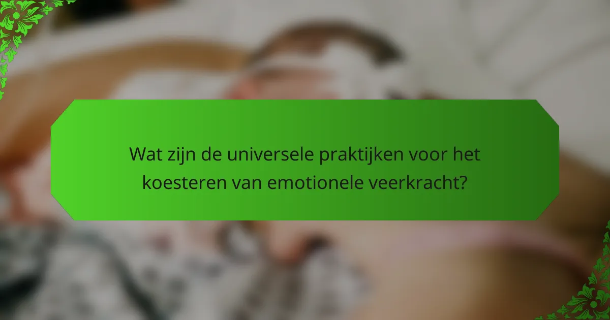 Wat zijn de universele praktijken voor het koesteren van emotionele veerkracht?