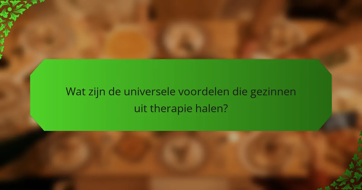 Wat zijn de universele voordelen die gezinnen uit therapie halen?