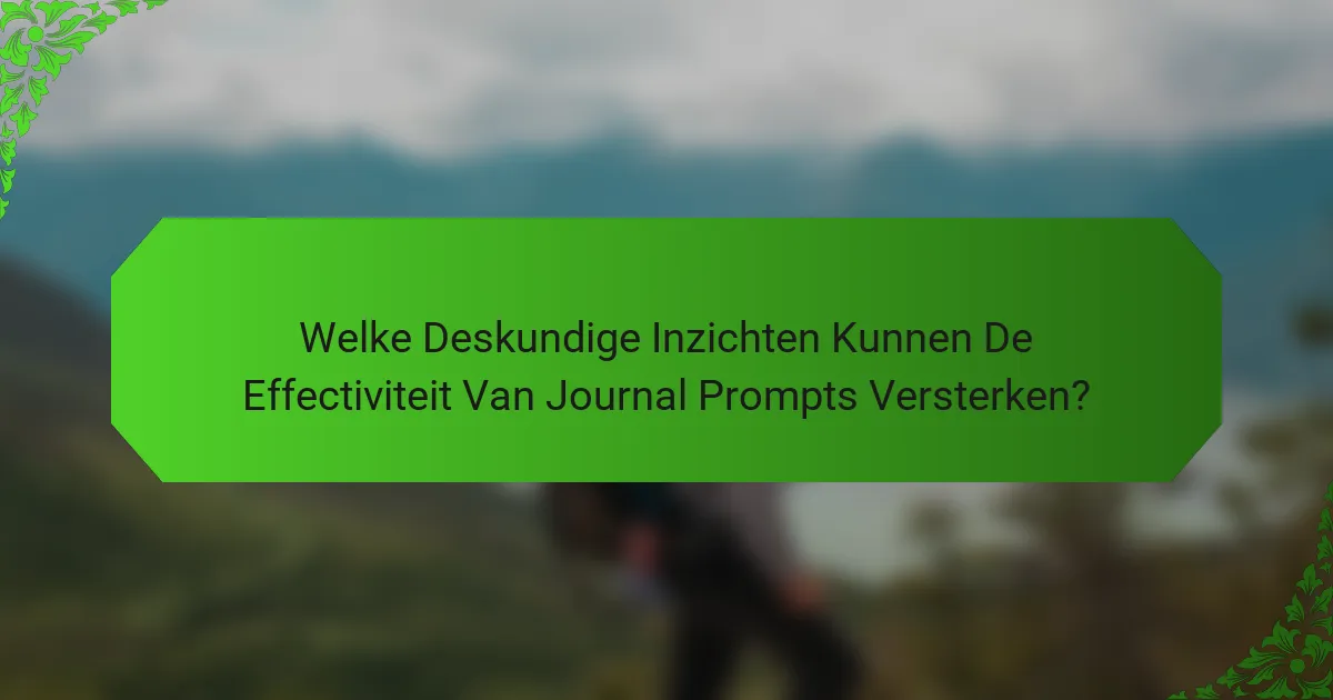 Welke Deskundige Inzichten Kunnen De Effectiviteit Van Journal Prompts Versterken?