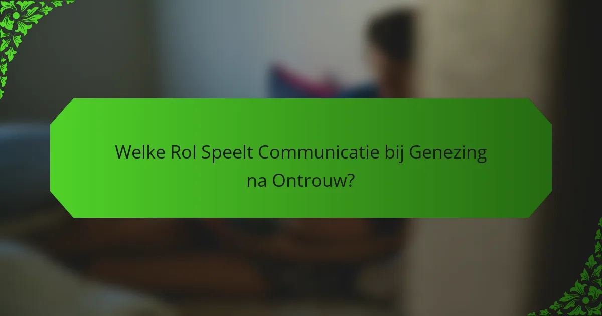 Welke Rol Speelt Communicatie bij Genezing na Ontrouw?