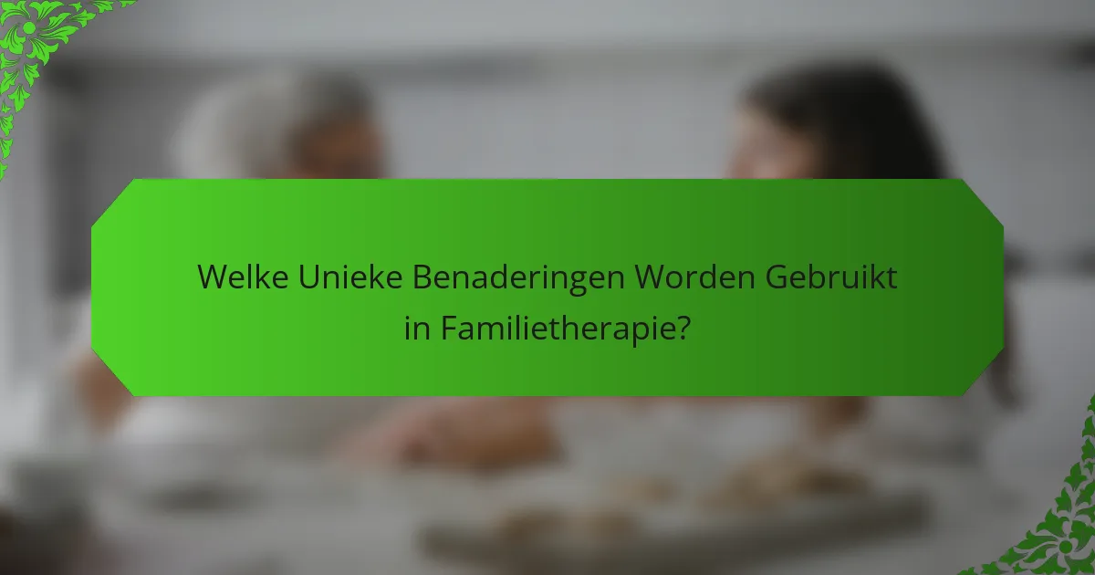 Welke Unieke Benaderingen Worden Gebruikt in Familietherapie?