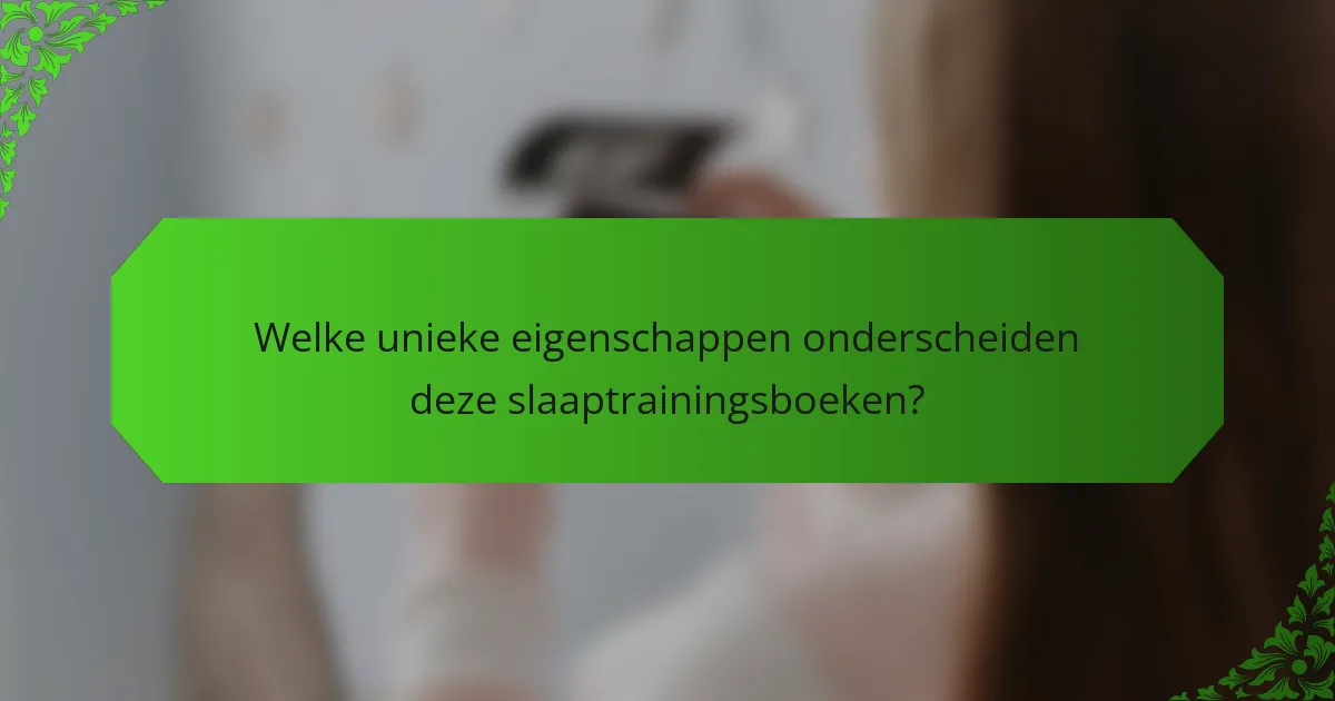 Welke unieke eigenschappen onderscheiden deze slaaptrainingsboeken?