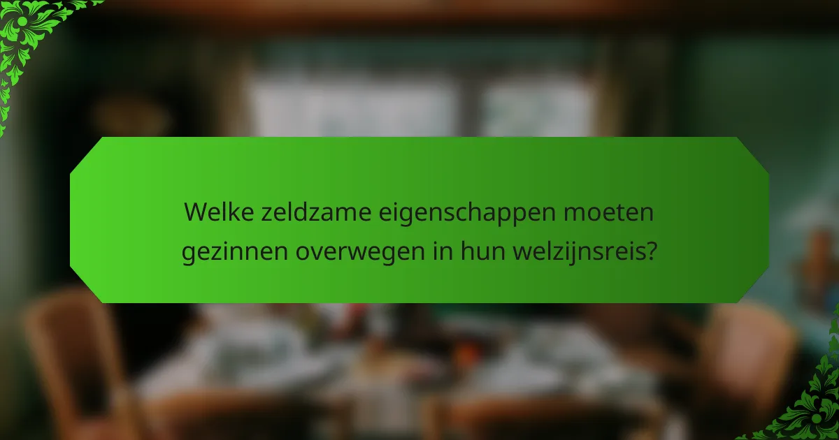 Welke zeldzame eigenschappen moeten gezinnen overwegen in hun welzijnsreis?