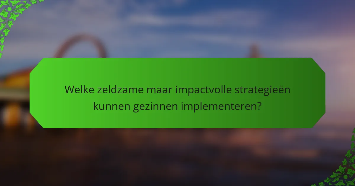 Welke zeldzame maar impactvolle strategieën kunnen gezinnen implementeren?