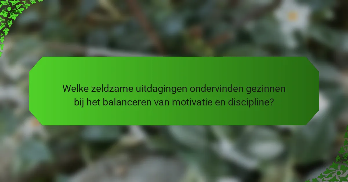 Welke zeldzame uitdagingen ondervinden gezinnen bij het balanceren van motivatie en discipline?